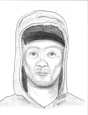 A police sketch artist's likeness of the person suspected of robbing an Arlington Subway Restaurant on Oct. 13.