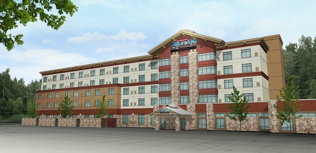 An artist's rendering of what the new hotel at the Angel of the Winds Casino will look like