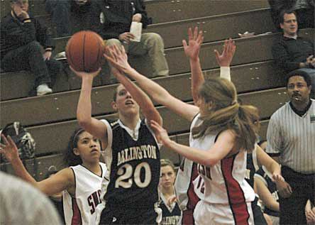Freshman Krista Showalter shoots against Snohomish.