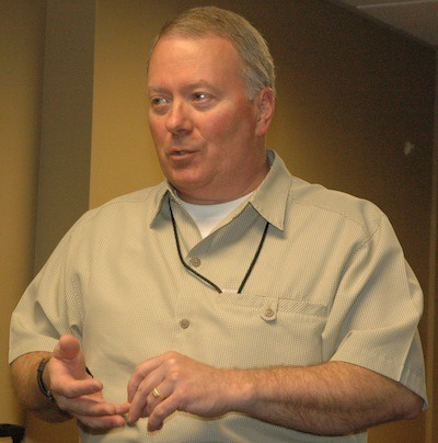 Snohomish County Department of Emergency Management Senior Emergency Program Manager Mark Murphy advises members of the Arlington-Smokey Point Chamber of Commerce on May 13 how to respond to disasters.