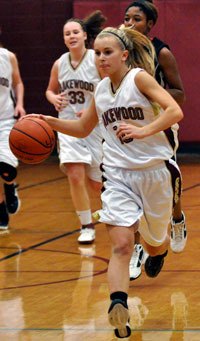 Lakewood freshman Hayley Senyitko dribbles down the court