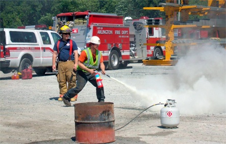 City of Arlington Firefighters provide “Hands On” Fire Extinguisher training to HCI Steel Workers
