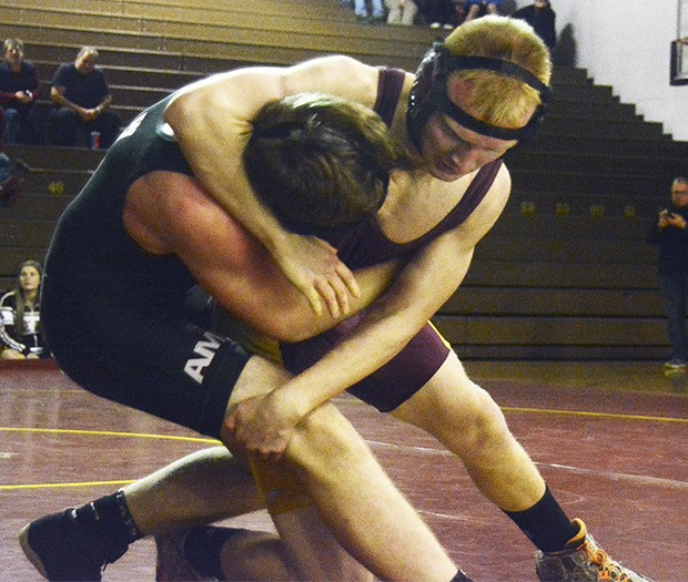 Lakewood wrestler Austin Hudson takes down his opponent in a recent meet.