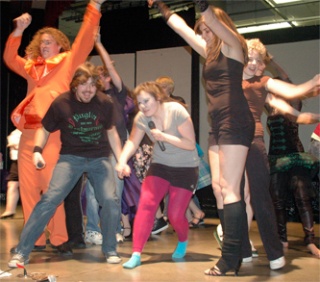 Marysville-Pilchuck High School actors learn to dance 1980s style for their production of “The Wedding Singer: the Musical
