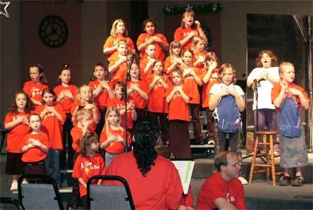 Children participate in a past holiday performance at Smokey Point Community Church. The church is currently seeking students for this year’s musical titled “Miracle on Main Street.”