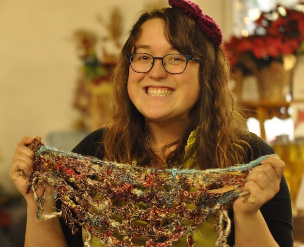 Christina Corvin displayed her own hand-crocheted items at the Arlington Farmers