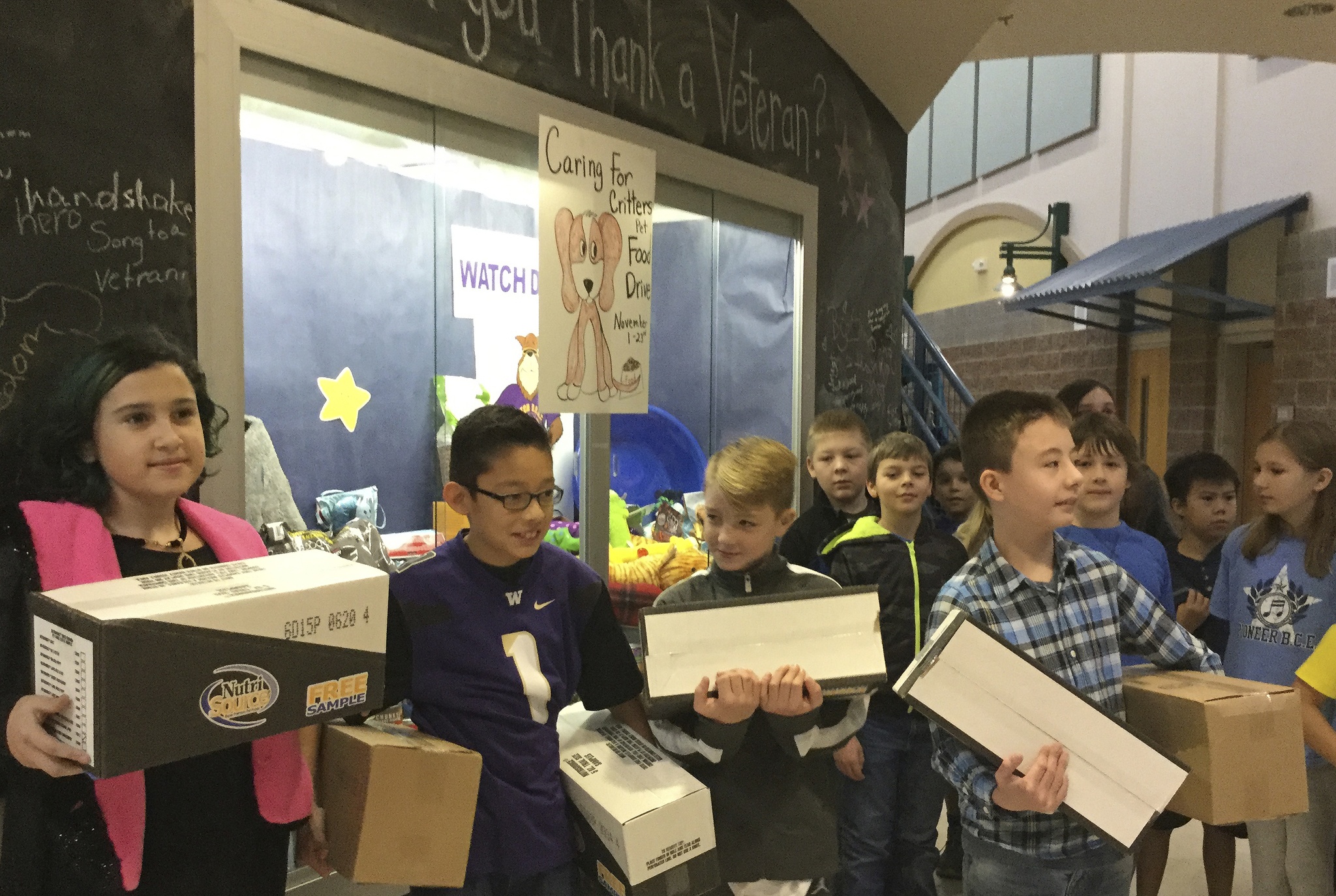 Pioneer 4th graders conduct holiday Caring for Critters Pet Food Drive