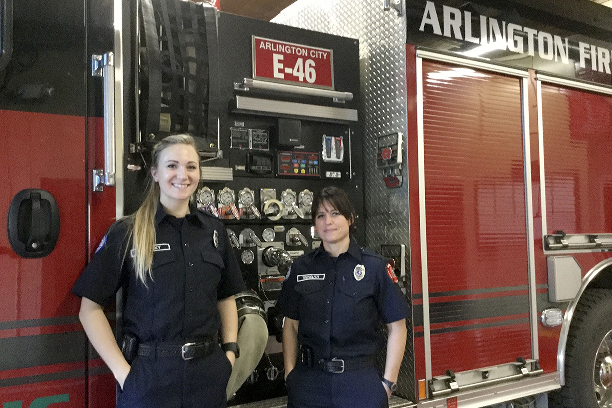 Women climbing the ladder as firefighters