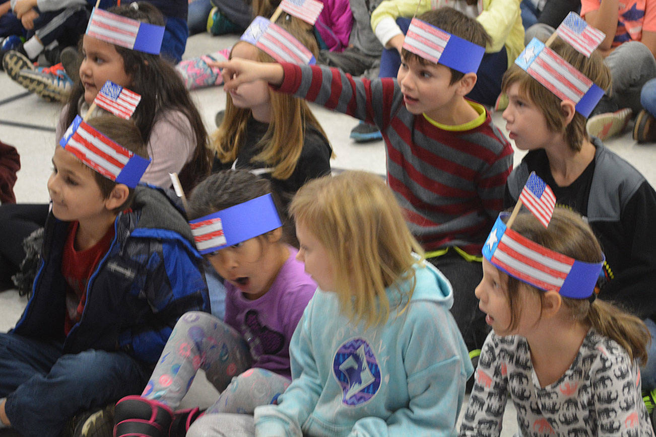 Kids enjoy ‘I’m Going Home’ video at Veterans Day assembly