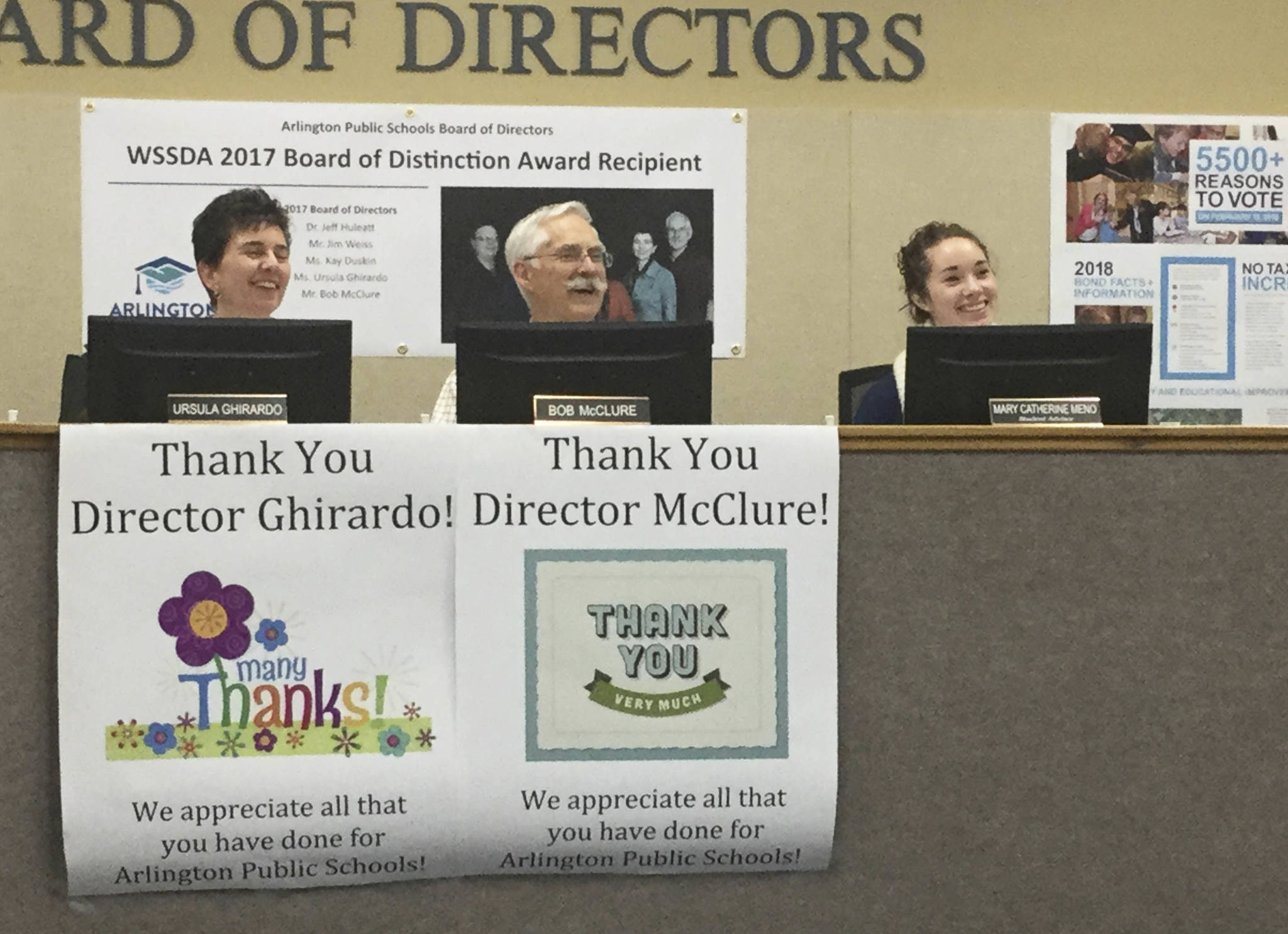 Outgoing longtime school board directors honored with sweet, poetic praise