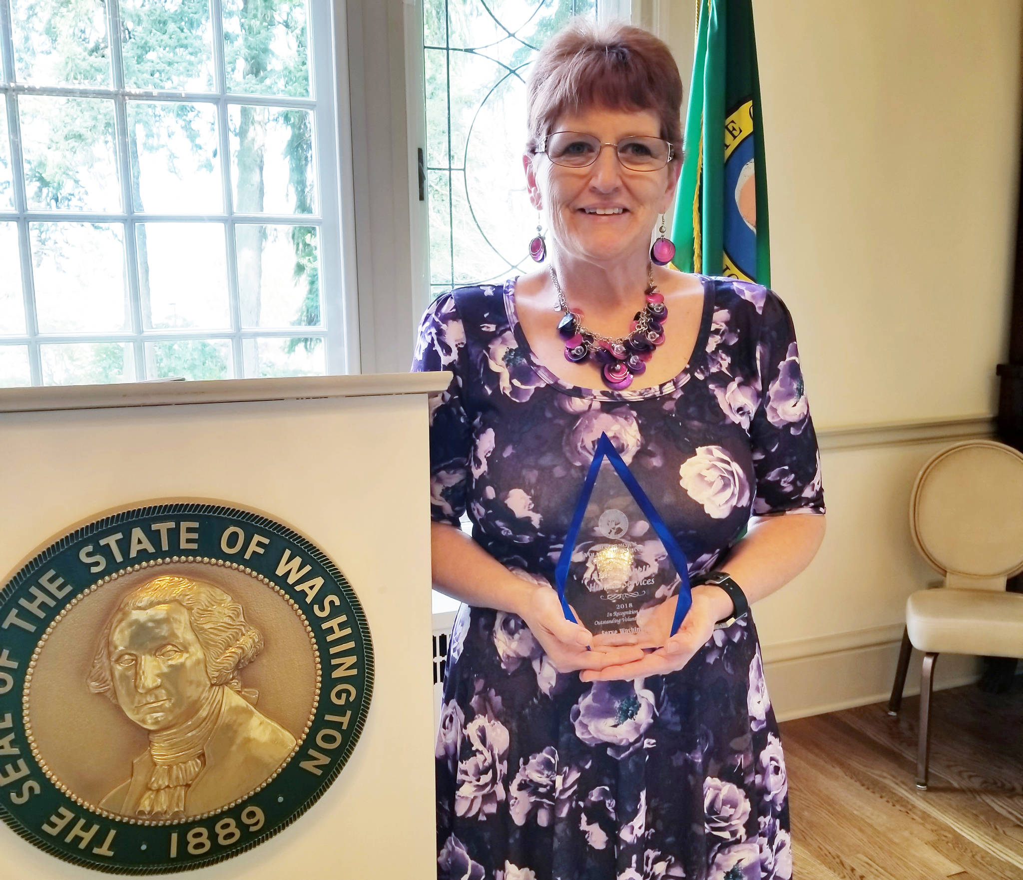 Amy Howell was honored last month at the governor’s mansion with the Governor’s Volunteer Award for coordinating the Food For Thought Children’s Backpack Program and other contributions.