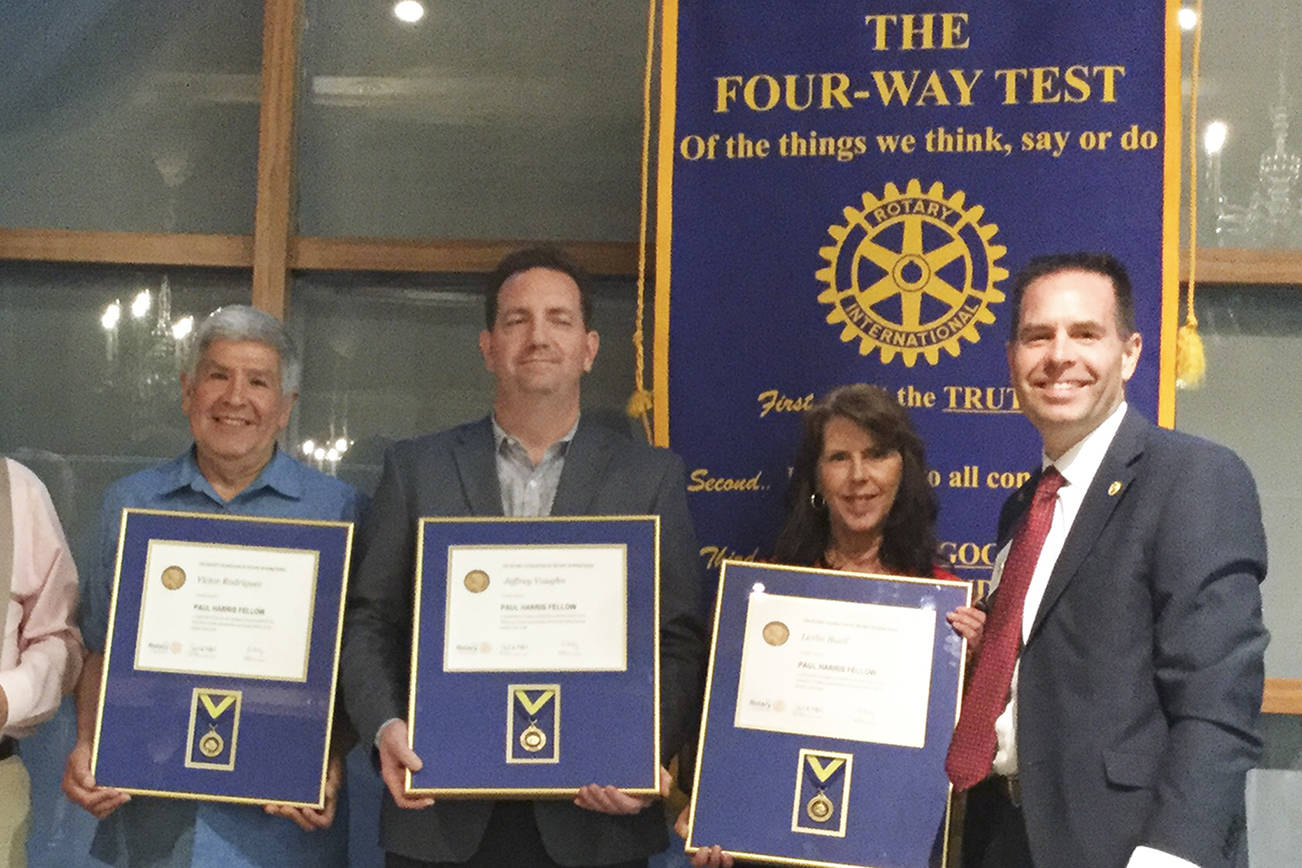 Marysville Rotary Club presents Paul Harris Fellow awards to three for outstanding volunteer service