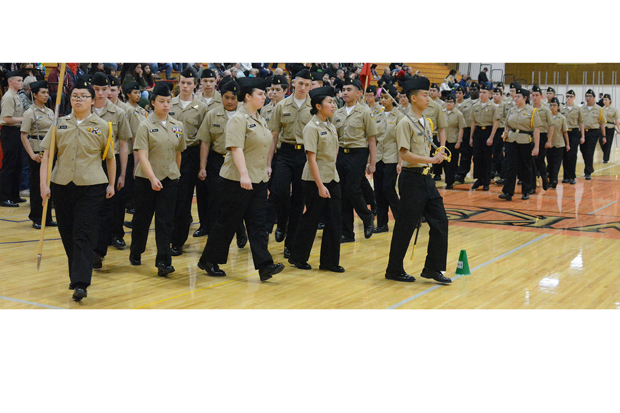 Veterans appreciate what NJROTC does to honor them at military inspection at M-P