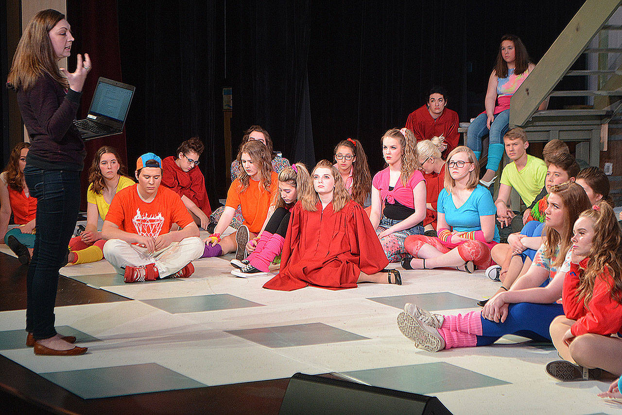 ‘Footloose’ director Emily May, left, goes over the finer points that need to be improved prior to the dress rehearsal Wednesday.