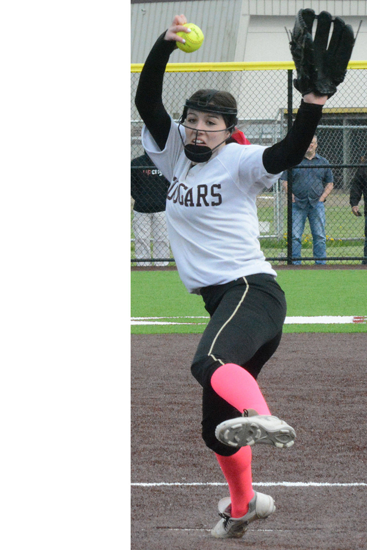 Riley Mae Swanson of Lakewood was dominant on the mound Monday, striking out 14. (Steve Powell/File photo)