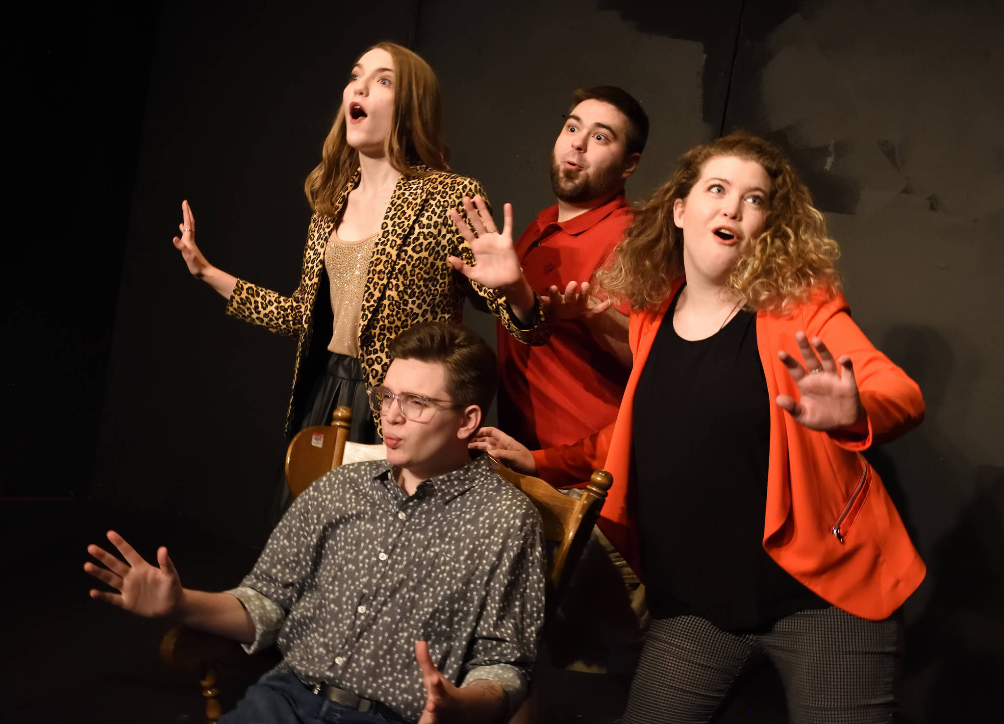 Alexis Jones (Susan), Nick Poling (Hunter), Nina Prentiss (Heidi) and Peter Davies (Jeff) belt out one of the songs in [title of show], running May 31-June 16 at the Red Curtain. (Courtesy Photo)