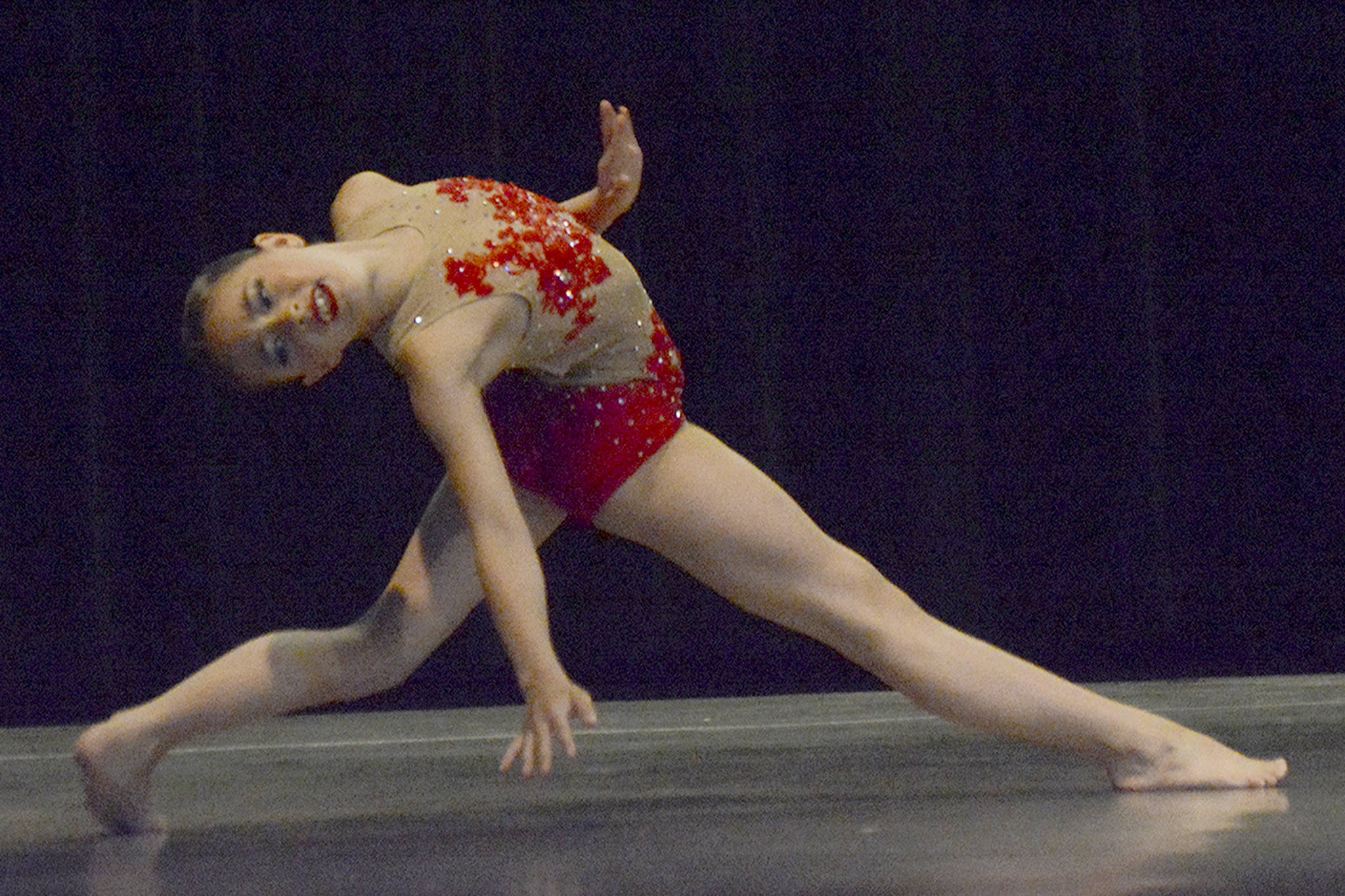 Vivien Palmer performs a contemporary dance to “Red Violin” at the Marysville Strawberry Festival Talent Show Thursday night at Marysville-Pilchuck High School. (Steve Powell/Staff Photos)
