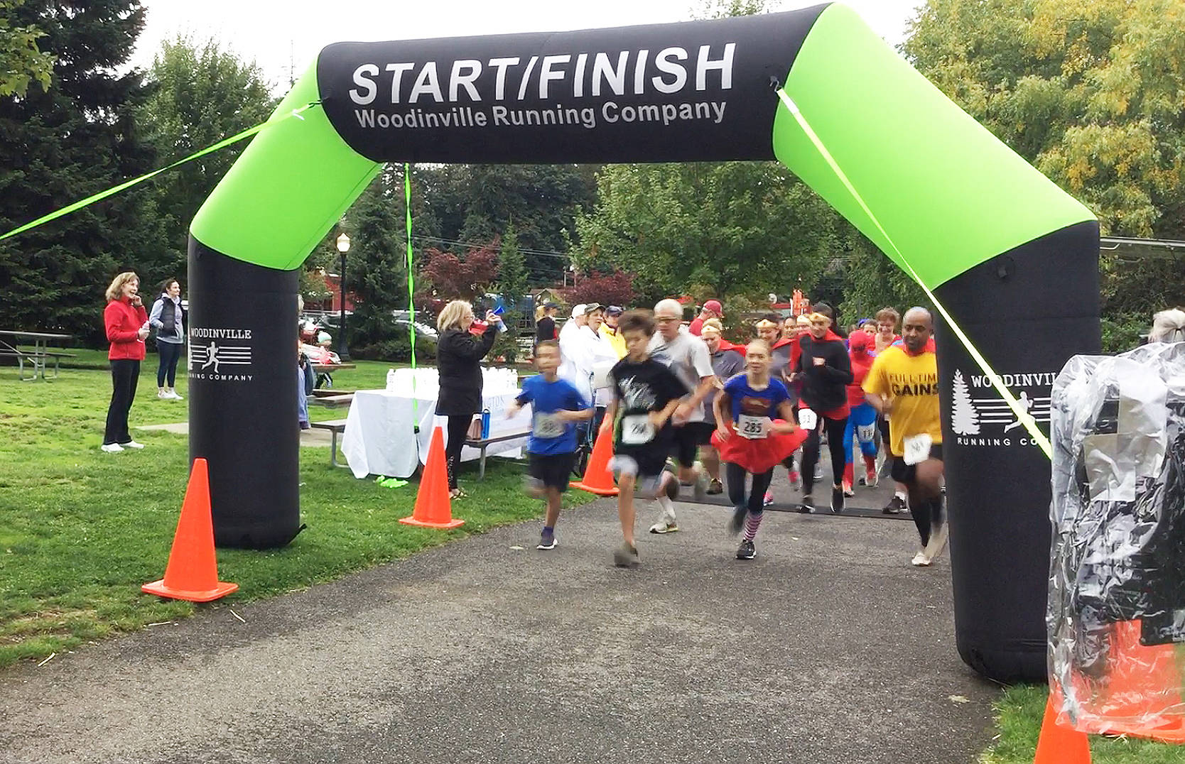 Superheroes and supporters at the starting line of last year’s Friendship Walk and 5K Run at Arlington’s Legion Park.