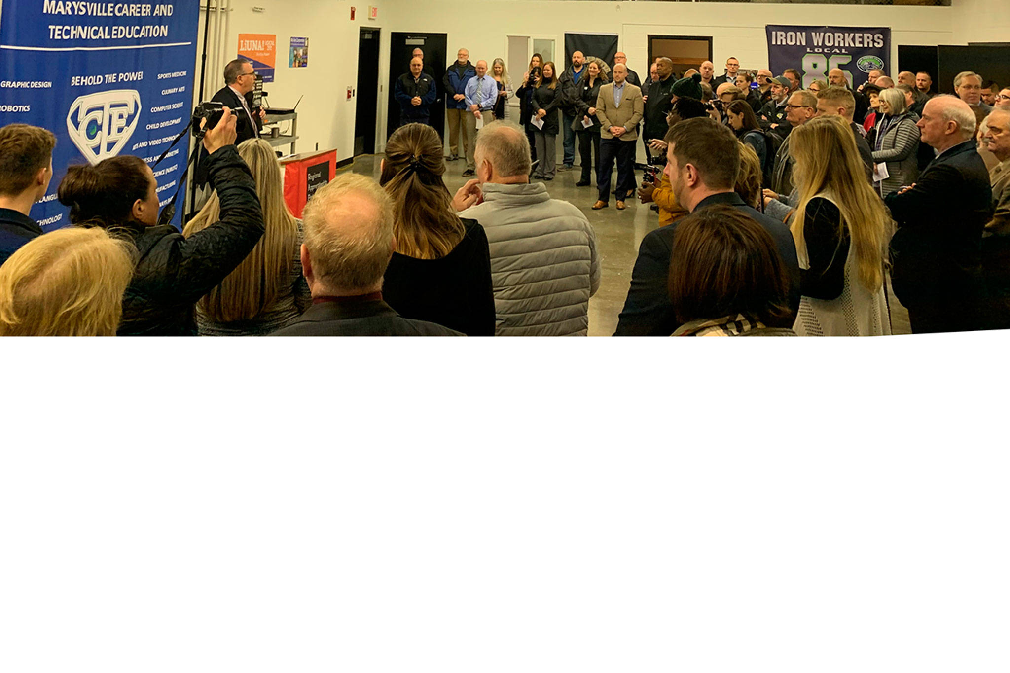 Superintendent Jason Thompson talks to dozens of supporters at RAP ribbon cutting. (Courtesy Photo)