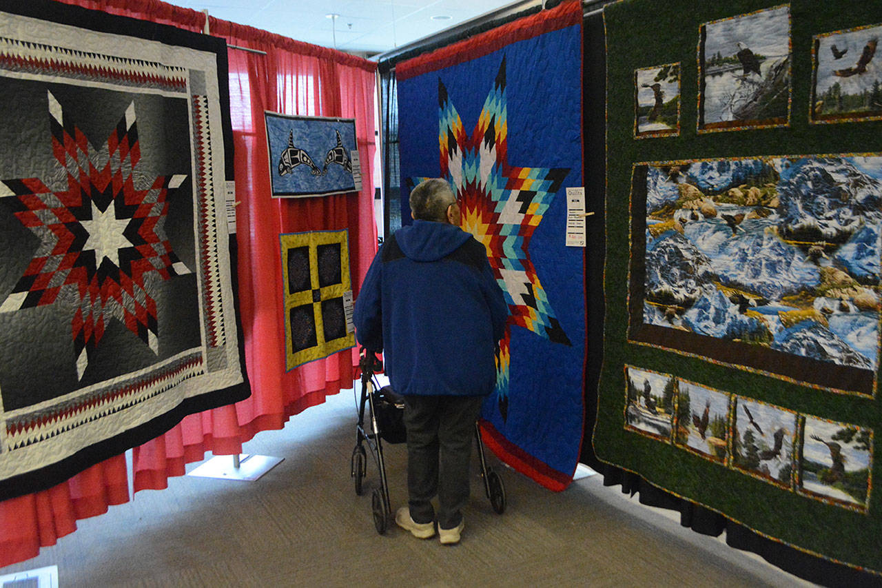 NWIC students, community show off Native American artwork on quilts in Tulalip