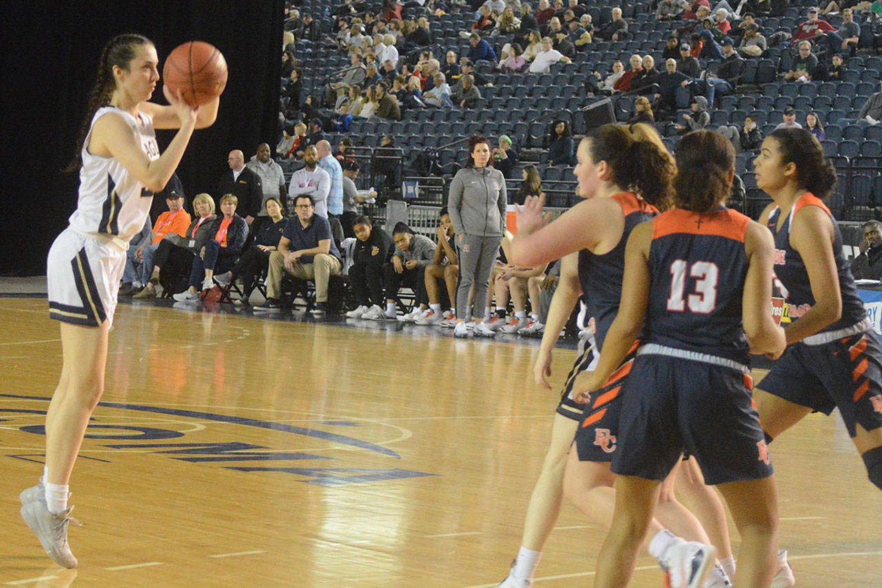 Freshman Jenna Villa puts up the 3-point shot that ultimately decided the game.