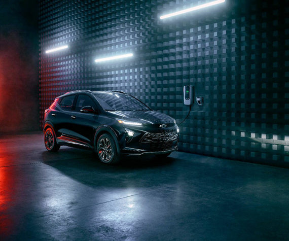 The 2023 Chevrolet Bolt EUV Redline Edition seen here in Black, but White or Silver is also available. (Chevy)